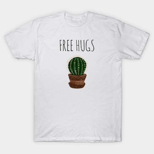 Free hugs cactus T-Shirt by Nastya Li